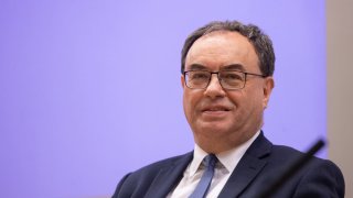 Andrew Bailey, governor of the Bank of England, waits to deliver a lecture at the London School of Economics in London, UK, on Tuesday, May 21, 2024. 