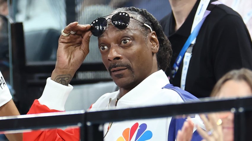 Snoop Dogg attends the Artistic Gymnastics Women’s Qualification on day two of the 2024 Paris Olympic Games at Bercy Arena in Paris on July 28, 2024.