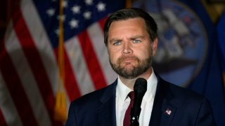 Republican vice presidential candidate Sen. JD Vance, R-Ohio, speaks at a campaign rally at VFW Post 92 in New Kensington, Pennsylvania, on Aug. 15, 2024.