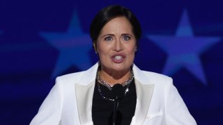 Former Trump White House press secretary Stephanie Grisham speaks during Day 2 of the Democratic National Convention in Chicago, Aug. 20, 2024.