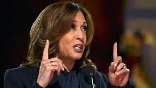 US Vice President and 2024 Democratic presidential candidate Kamala Harris speaks on the fourth and last day of the Democratic National Convention (DNC) at the United Center in Chicago, Illinois, on August 22, 2024. 