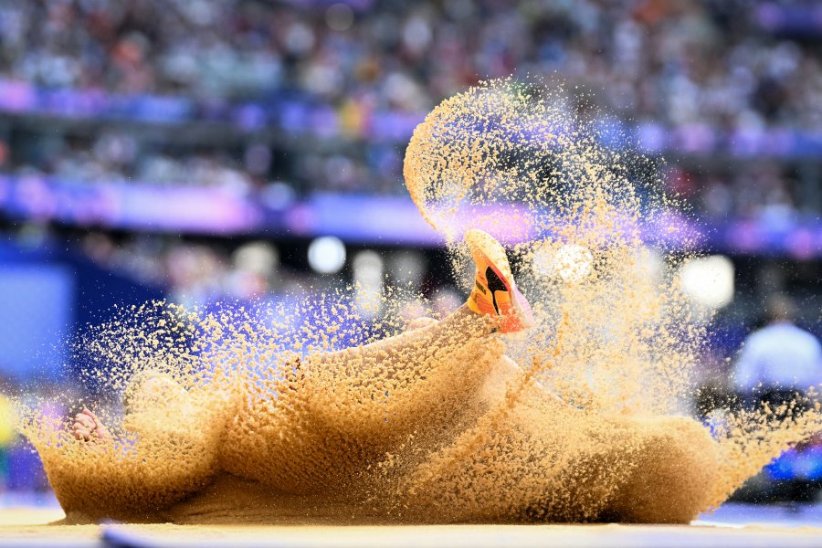 Czech Republic's Radek Juska competes in the men's long jump qualification of the athletics event at the Paris 2024 Olympic Games at Stade de France in Saint-Denis, north of Paris, on August 4, 2024