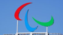 The Agitos Logo can be seen below the Eiffel tower ahead of the Paris 2024 Summer Paralympic Games. Picture date: Tuesday August 27, 2024. (Photo by Zac Goodwin/PA Images via Getty Images)