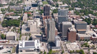 An aerial view of the downtown Raleigh area on April 21, 2013 in Raleigh, North Carolina. 