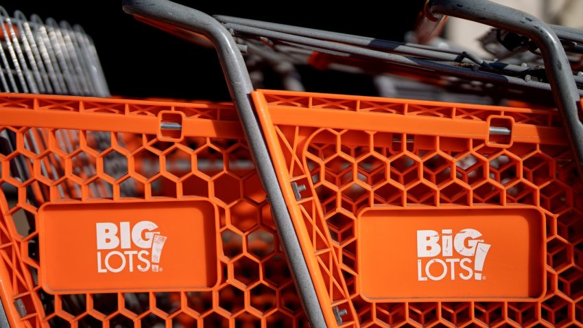 Shopping carts at Big Lots store