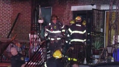 Firefighters battle rowhome fire in Philly's Tioga neighborhood