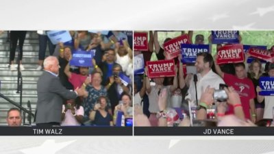 Vice presidential candidates rally supporters in Pennsylvania