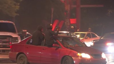 Police vehicles damaged responding to Center City car meetups