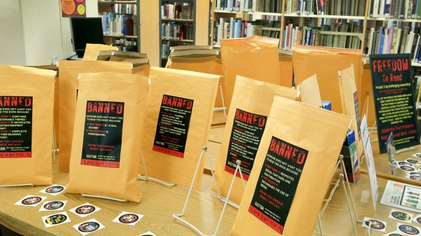 A display of books at the library