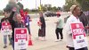 Hundreds of Aramark workers strike outside South Philadelphia Sports Complex