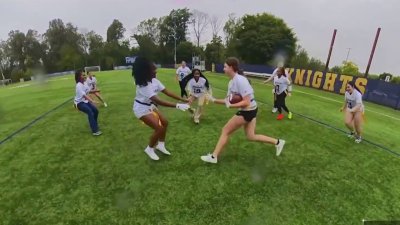 Women's flag football at Neumann U. makes history with first-every homecoming game