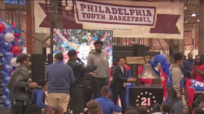 Joel Embiid throws block party, surprises Philly students