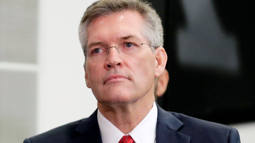 Rutgers athletic director Pat Hobbs is seen during a news conference in Piscataway, N.J., Dec. 4, 2019.