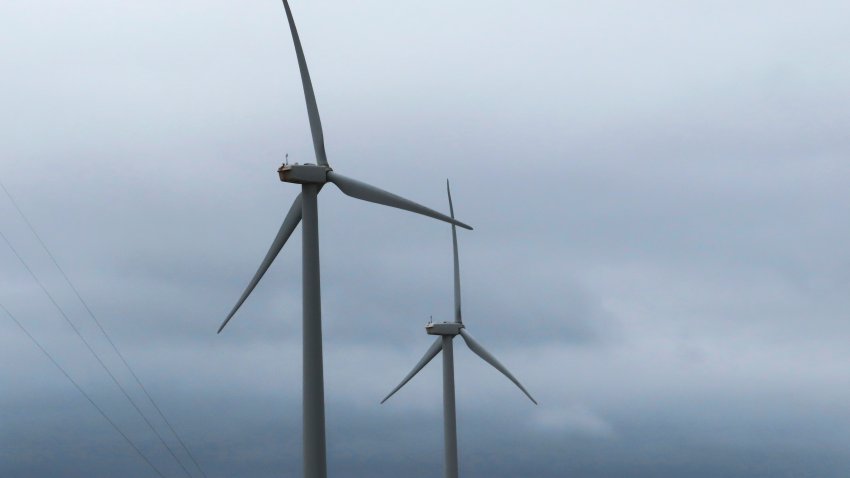 Land-based wind turbines spin in Atlantic City, N.J. on Sept. 18, 2024.