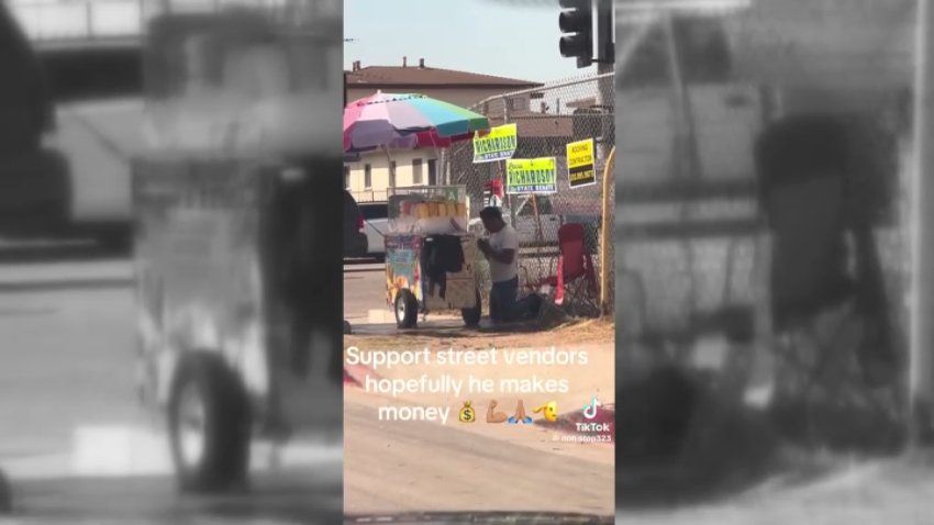 Viral video of Luis Angel Morales shows the fruit vendor praying before his workday.