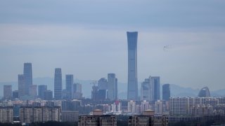 The skyline of the central business district in Beijing on August 13, 2019. (Photo by WANG Zhao / AFP)