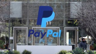 A PayPal sign is seen at its headquarters in San Jose, California, Jan. 30, 2024.