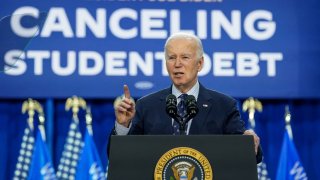 U.S. President Joe Biden speaks as he announces a new plan for federal student loan relief during a visit to Madison Area Technical College Truax Campus, in Madison, Wisconsin, U.S, April 8, 2024.