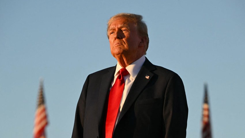 Former US President and Republican presidential candidate Donald Trump looks on during a campaign rally at site of his first assassination attempt in Butler, Pennsylvania on October 5, 2024. 