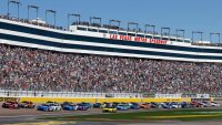 Christopher Bell, driver of the No. 20 Rheem Toyota, leads the field to start the South Point 400