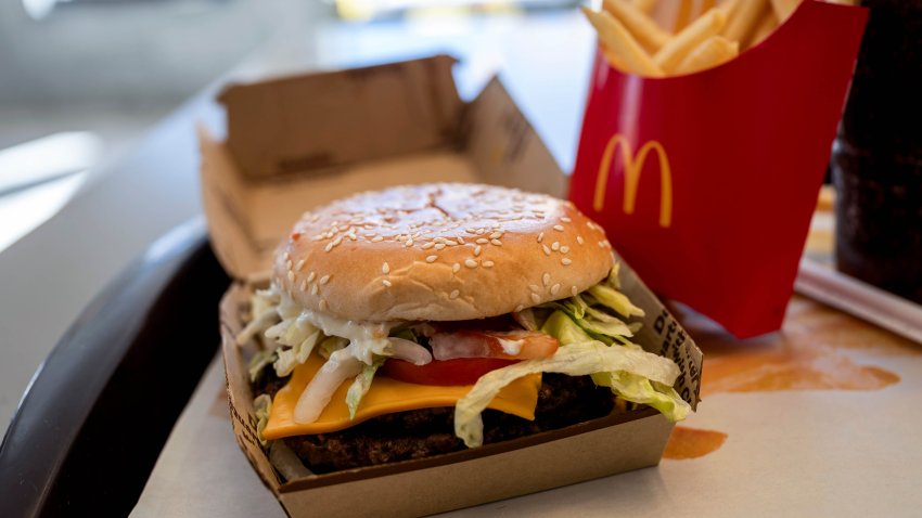 A double quarter pounder with cheese, fries, and a drink