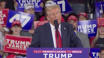 Donald Trump campaigning in Reading, Pa. where he spoke about border security and inflation