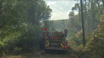 2 firefighters hurt after battling brush fire for hours in Roxborough