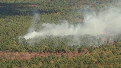 Firefighters battle wildfire in Pemberton Township, NJ