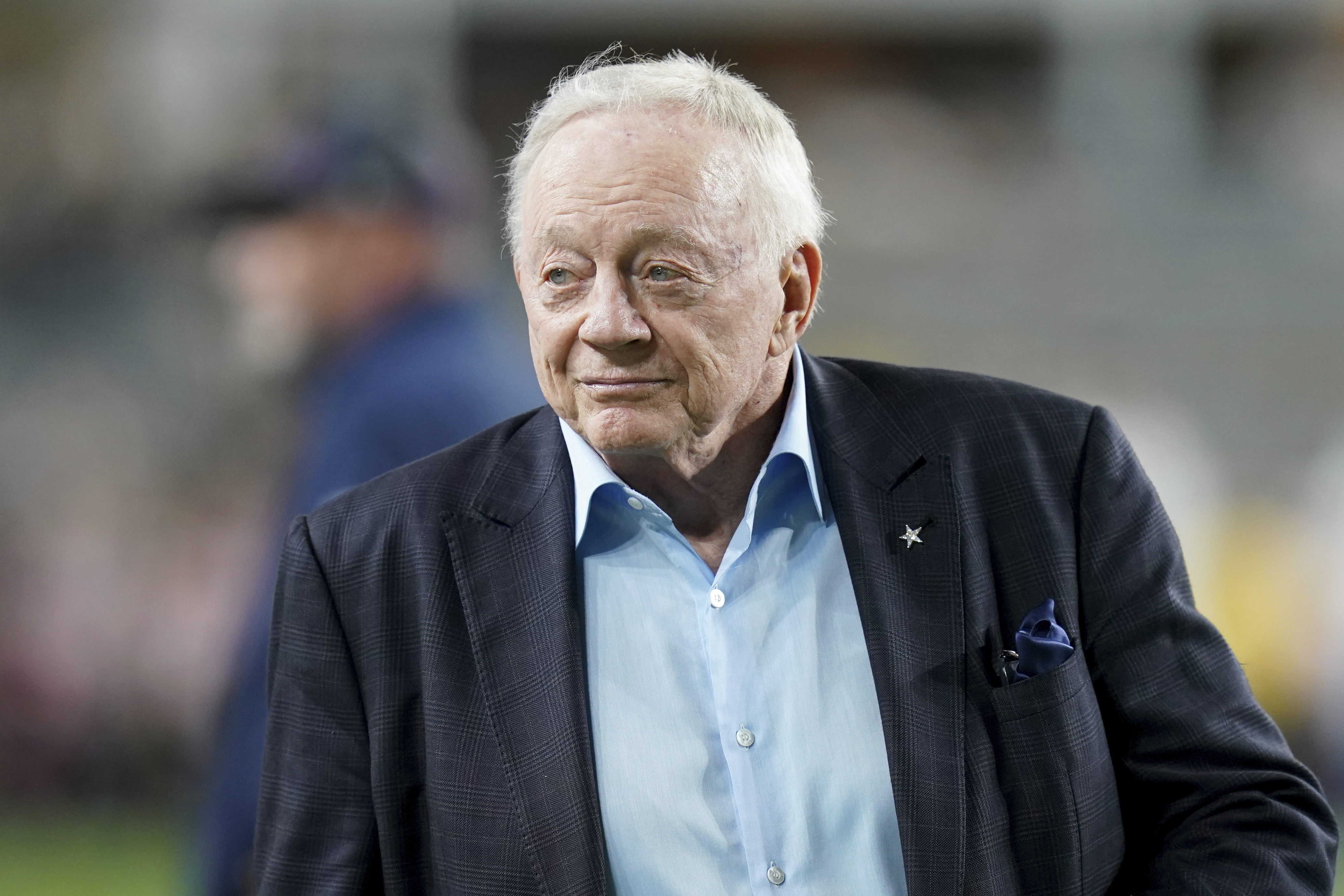 Dallas Cowboys owner Jerry Jones stands on the sidelines before an NFL football game between the Pittsburgh Steelers and Dallas Cowboys, Sunday, Oct. 6, 2024, in Pittsburgh.