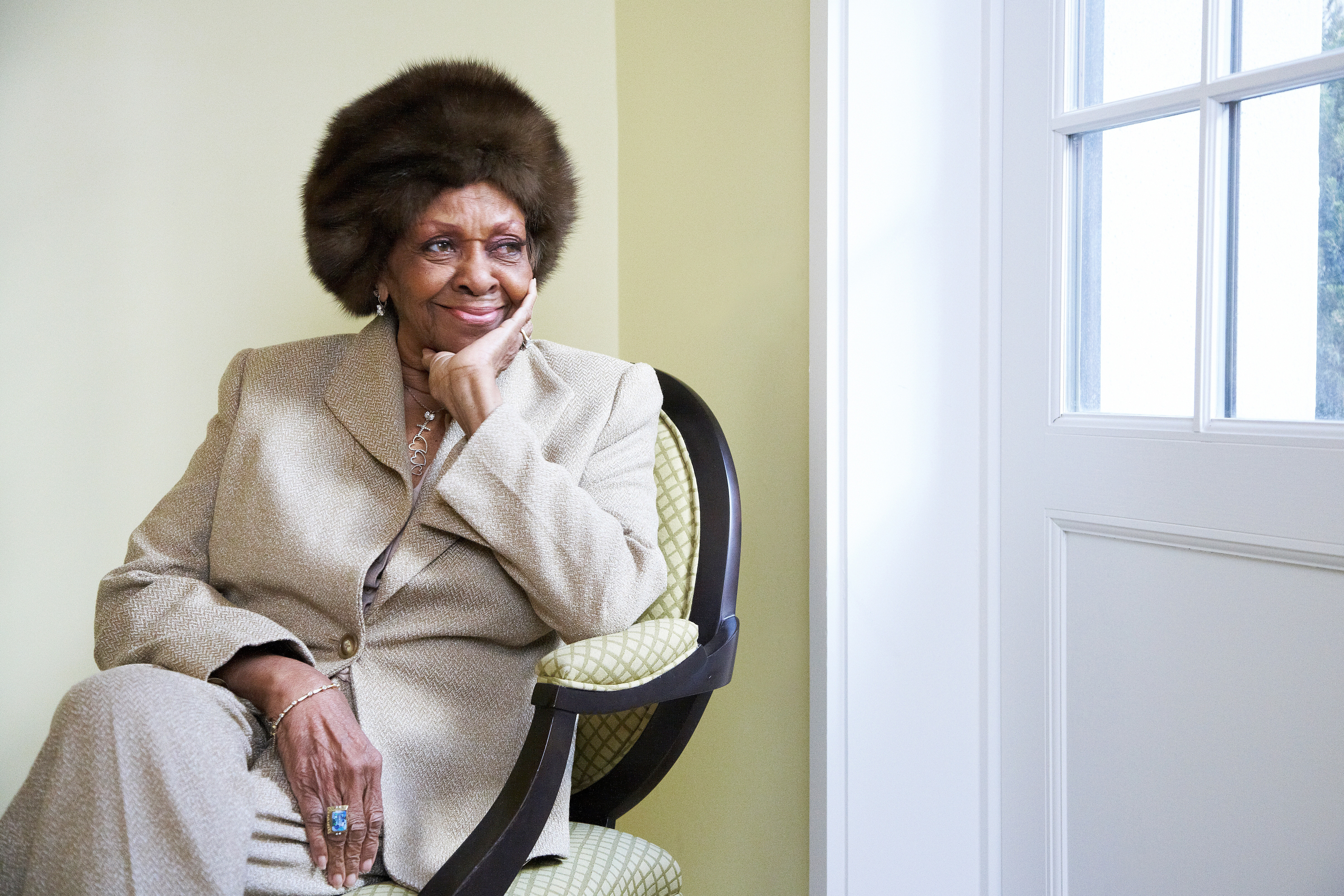 FILE - American gospel singer and author Cissy Houston poses for a portrait in New York on Jan. 22, 2013. Houston, the mother of Whitney Houston and a two-time Grammy winner who performed alongside superstar musicians like Elvis Presley and Aretha Franklin, died Monday, Oct. 7, 2024, in her New Jersey home. She was 91. (Photo by Dan Hallman/Invision/AP, File)