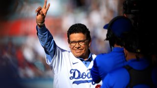 LOS ANGELES, CALIFORNIA – JULY 19:  Fernando Valenzuela waves to fans after throwing the ceremonial first pitch during the 92nd MLB All-Star Game presented by Mastercard at Dodger Stadium on July 19, 2022 in Los Angeles, California. (Photo by Sean M. Haffey/Getty Images)