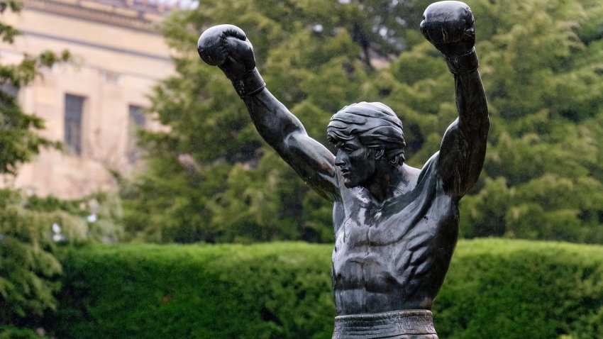 PHILADELPHIA, PENNSYLVANIA – DECEMBER 03: The Rocky Statue during the grand opening of the ‘Rocky Shop’ as the City of Philadelphia declares December 3 “Rocky Day” in Philadelphia on December 03, 2023 in Philadelphia, Pennsylvania. (Photo by Gilbert Carrasquillo/GC Images)