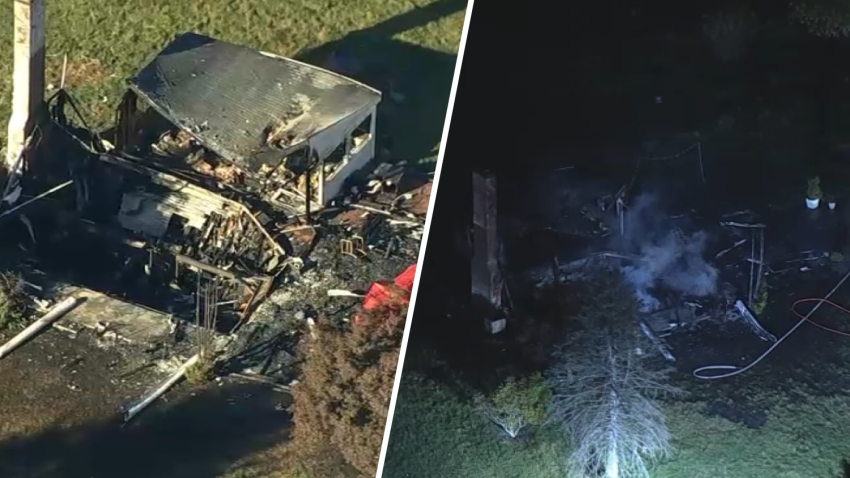 Split image of destroyed honey Brook house