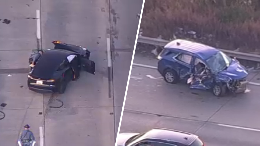 Crashed cars on I-495