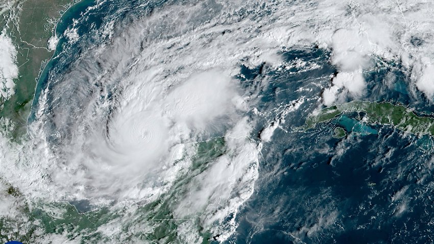 This satellite image provided by the National Oceanic and Atmospheric Administration on Monday, Oct. 7, 2024, shows Hurricane Milton.