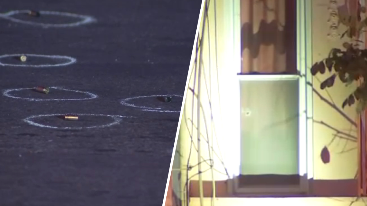 Woman crossing street shot, woman in bed nearly struck as 17 shots fired in shootout