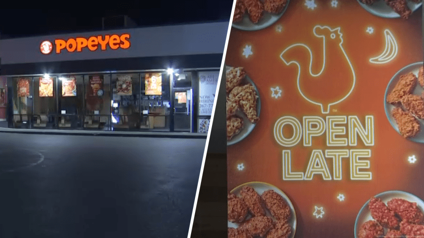 Split image of Philadelphia Popeyes location