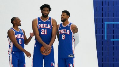 Tyrese Maxey, Joel Embiid, Paul George