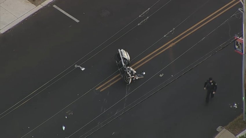 Police are investigating after an officer on a motorcycle crashed in Upper Darby on Thursday morning.