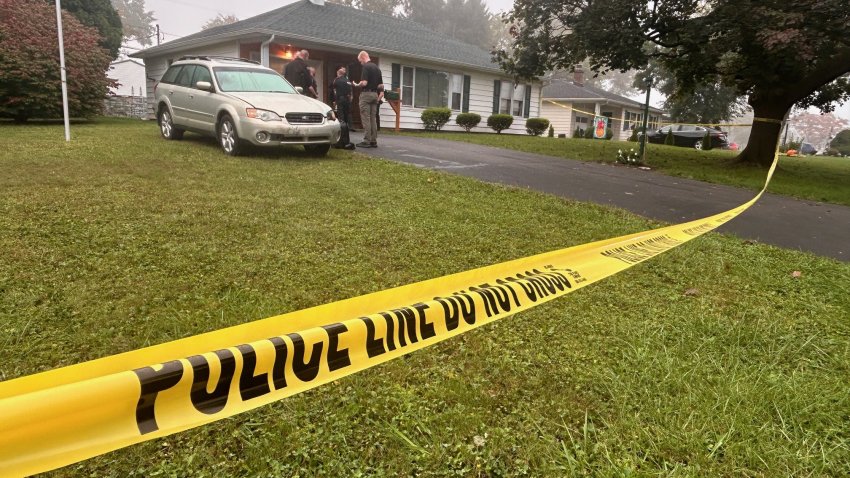 Police officials investigate after a man was killed in a shooting in South Whitehall Township in the early hours of Friday, Oct. 4, 2024.