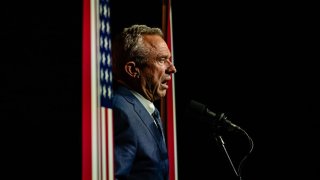 Independent Presidential candidate Robert F. Kennedy Jr. gives a keynote speech during the Bitcoin 2024 conference at Music City Center July 26, 2024 in Nashville, Tennessee.