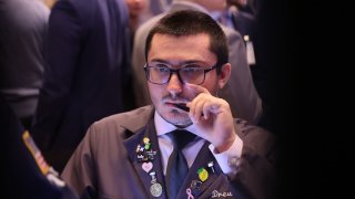 Traders work on the floor of the New York Stock Exchange during the morning trading on November 07, 2024 in New York City. 