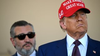 U.S. President-elect Donald Trump and Sen. Ted Cruz (R-TX) attend the launch of the sixth test flight of the SpaceX Starship rocket on November 19, 2024 in Brownsville, Texas.