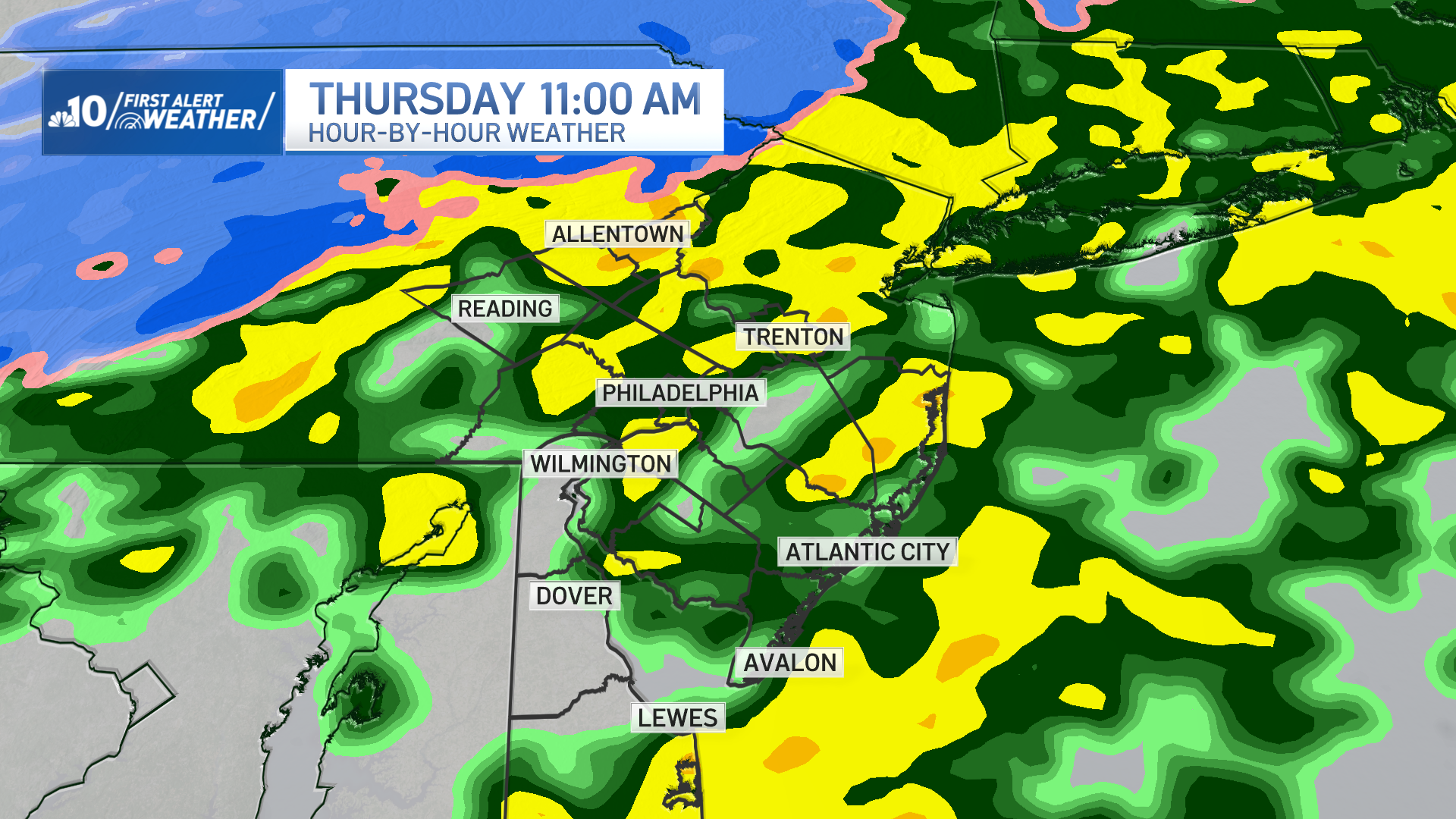 Map shows expected rainfall over Philadelphia region on Nov. 28, 2024.