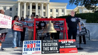 Abe Bonowitz of Death Penalty Action leads a protest