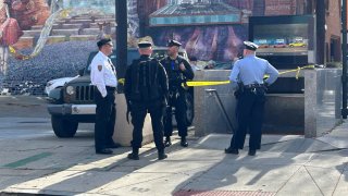 Police investigate after a person was shot on the Lombard-South platform for SEPTA's Broad Street Line on Tuesday, Nov. 19, 2024.