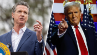 Gavin Newsom y Donald Trump en fotos de archivo.