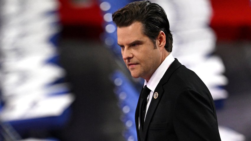 US representative Matt Gaetz (R-FL) attends the second day of the 2024 Republican National Convention at the Fiserv Forum in Milwaukee, Wisconsin, on July 16, 2024. Days after he survived an assassination attempt Donald Trump won formal nomination as the Republican presidential candidate and picked right-wing loyalist J.D. Vance for running mate, kicking off a triumphalist party convention in the wake of last weekend’s failed assassination attempt.