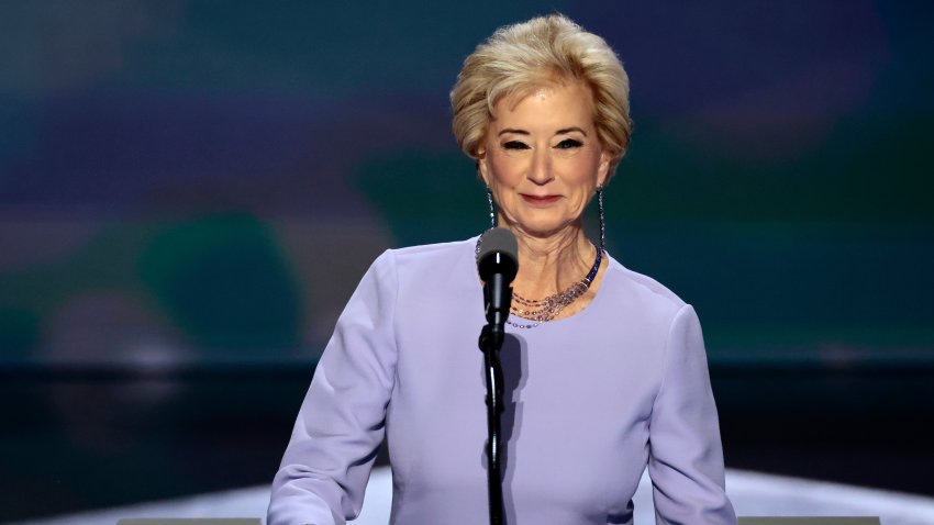 Linda McMahon, former administrator of the US Small Business Administration, during the Republican National Convention (RNC) at the Fiserv Forum in Milwaukee, Wisconsin, US, on Thursday, July 18, 2024. The RNC chairman warned against complacency when his party concludes its official nominating jamboree this week with polls predicting ex-President Donald Trump prevailing over President Joe Biden in the November election. Photographer: Hannah Beier/Bloomberg via Getty Images