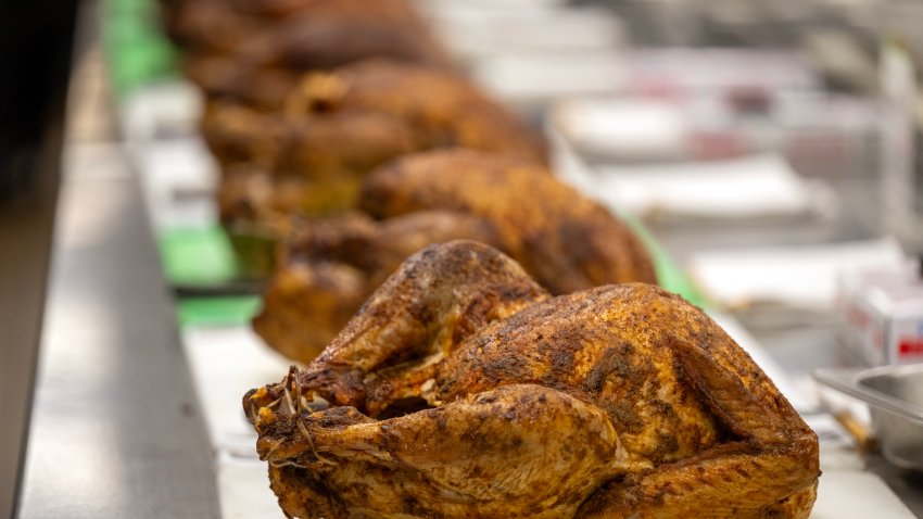 File. Turkeys ready for carving at Pasadena Convention Center on Monday, November 25, 2024,  for the annual Union Station Homeless Services’ Thanksgiving Dinner in the Park.